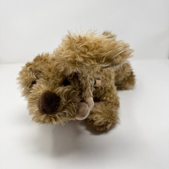 Toy Works Scruffy Brown Dog 14" Plush with Perky Ears Bone in Mouth and Collar - Picture 11 of 12